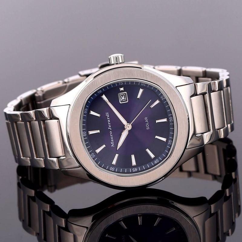 マウロジェラルディ 腕時計 ソーラー 3針 デイト MJ053-2 メンズ シルバー メンズ 腕時計 ソーラー 3針 デイト MJ053 シルバー