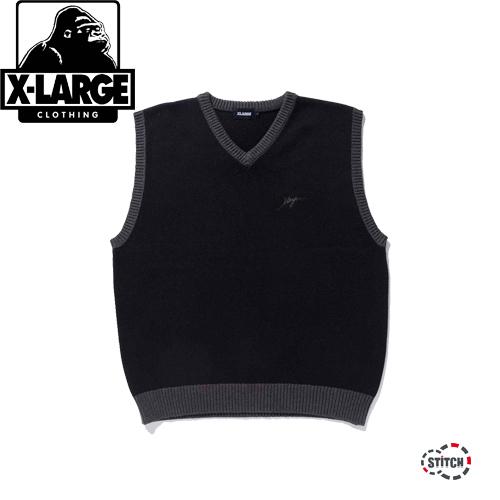 Xlarge エクストララージ 2tone Knit Vest 2トーン ニットベスト メンズ 無地 ワンポイント カジュアル ストリート ブランド 黒 X Large正規取扱店 Stitch 通販 Yahoo ショッピング