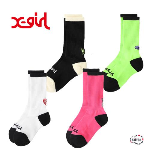 セール エックスガール 靴下 X Girl Patched Rib Socks ロゴ リブソックス レディース ホワイト ブラック ピンク ライトグリーン Xgirl 正規販売店 Stitch 通販 Yahoo ショッピング