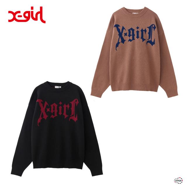 X-girl セールX-girl エックスガール GOTHIC LOGO JACQUARD KNIT X-girl セールX-girl エックスガール GOTHIC LOGO JACQUARD KNIT