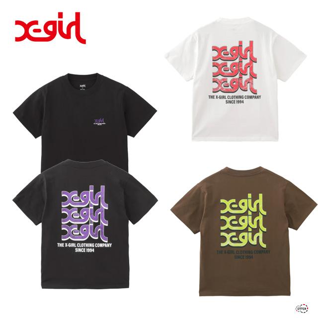 X-girl エックスガール DRIPPING PAINT LOGO S/S TEE 105251011010 ド 