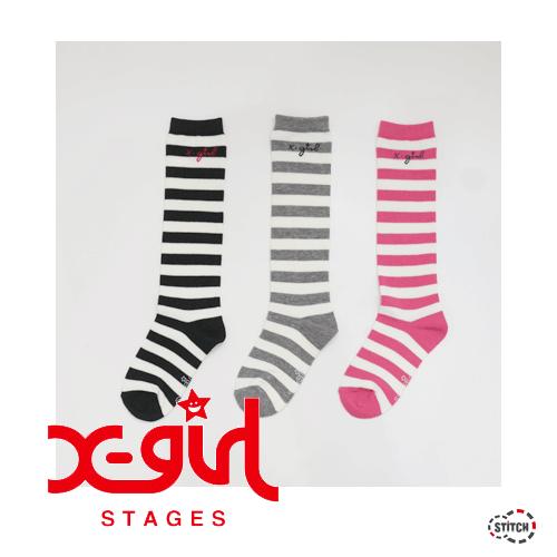 靴下 キッズ おしゃれ エックスガールステージス X Girl Stages ボーダーハイソックス 黒 ピンク グレー 子供靴下 女の子 男の子 お出掛け 新品 Stitch 通販 Yahoo ショッピング