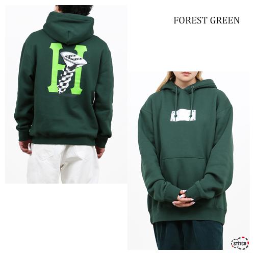 セール HUF ハフ HARDWARE HOODIE PF00523 ハードウェア フーディー パーカー メンズ スウェット グリーン