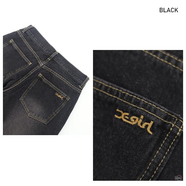 セール X-girl LOW RISE DISTRESSED DENIM PANTS 105244031005 ローライズディストレスデニムパンツ ボトムス 長ズボン 黒 ダメージ加工 ワイド XGIRL正規取扱店
