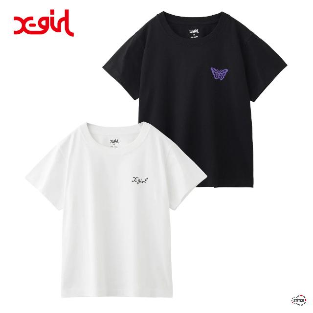 X-girl（エックスガール） セール LOGO AND BUTTERFLY 2P S/S BABY TEE