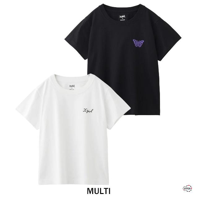 X-girl（エックスガール） セール LOGO AND BUTTERFLY 2P S/S BABY TEE