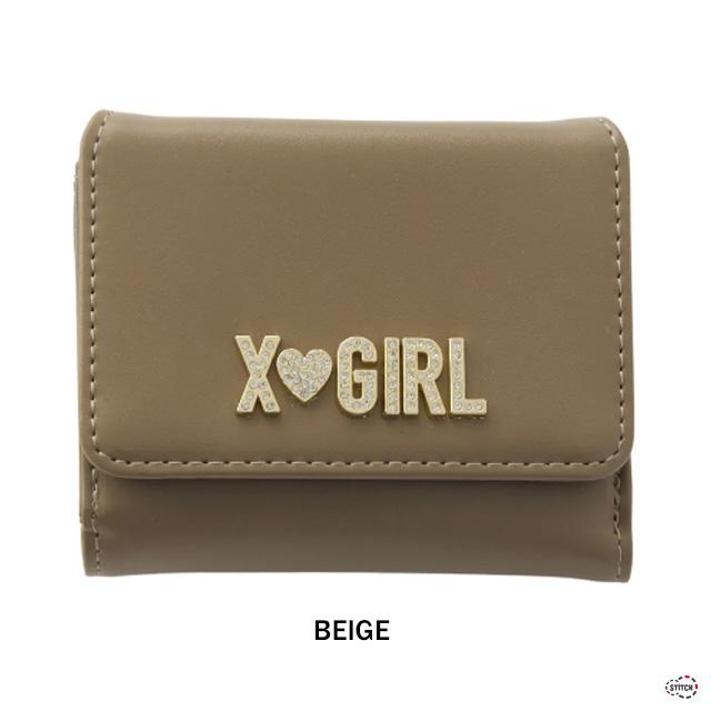 X-girl（エックスガール） RHINESTONE LABEL MINI WALLET 105252054013