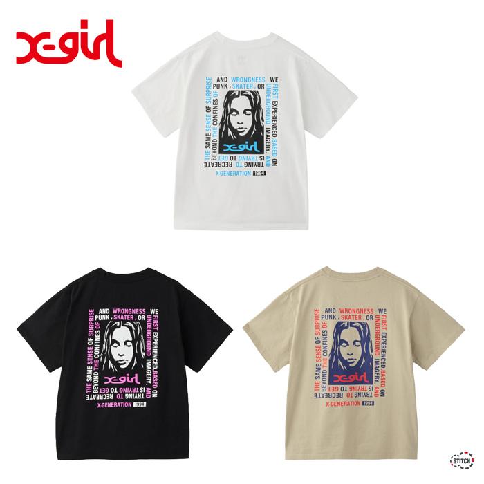 X-girl（エックスガール） セール MESSAGE BOX FRAMED FACE S/S TEE