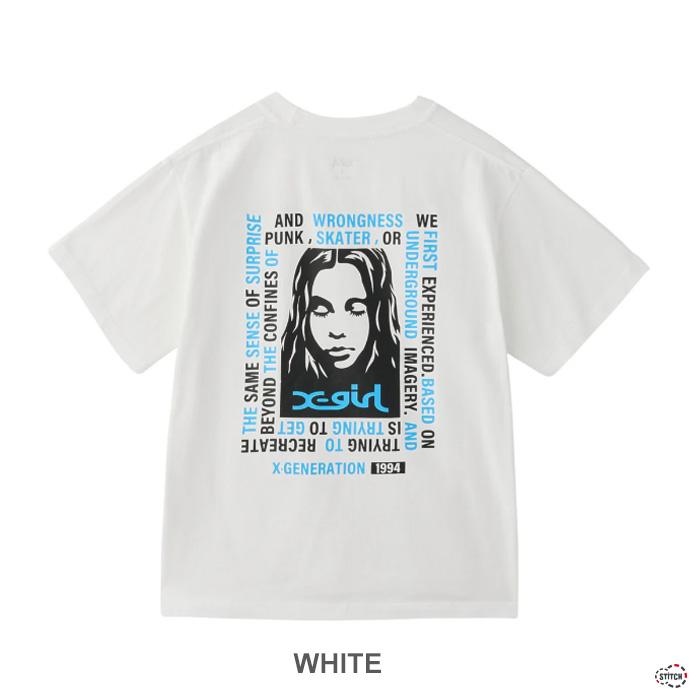 X-girl（エックスガール） セール MESSAGE BOX FRAMED FACE S/S TEE