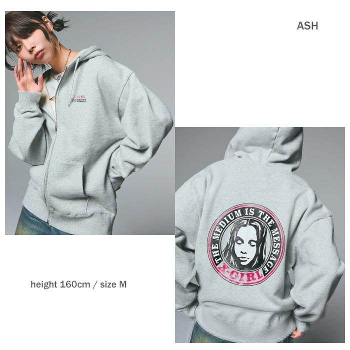 X-girl（エックスガール） CIRCLE LOGO AND FACE ZIP UP SWEAT HOODIE