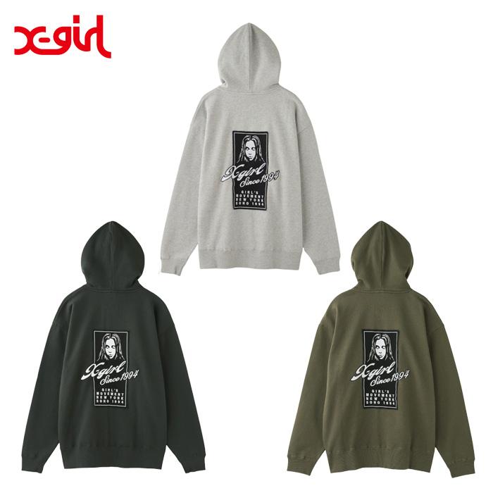 X-girl（エックスガール） FACE BOX PATCH ZIP UP SWEAT HOODIE