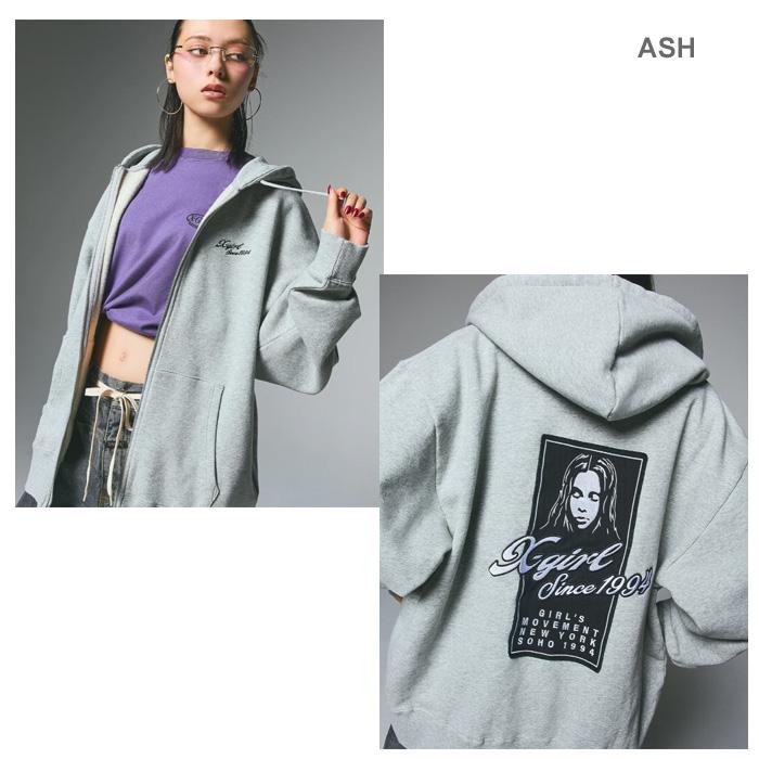 X-girl（エックスガール） FACE BOX PATCH ZIP UP SWEAT HOODIE