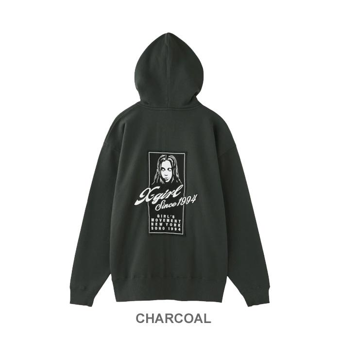 X-girl（エックスガール） FACE BOX PATCH ZIP UP SWEAT HOODIE