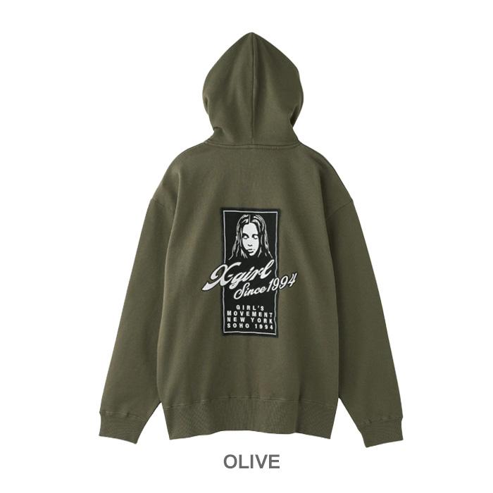 X-girl（エックスガール） FACE BOX PATCH ZIP UP SWEAT HOODIE
