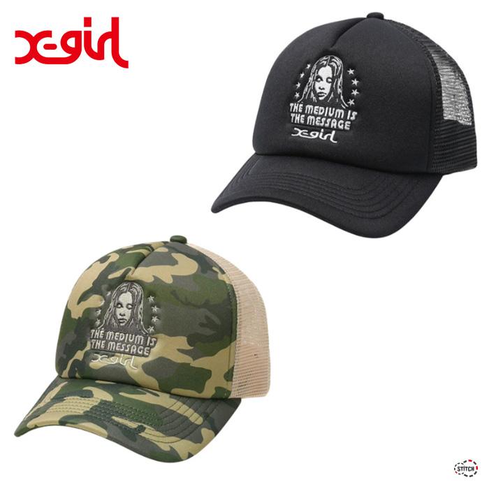 X-girl（エックスガール） STAR AND FACE TRUCKER CAP 105253051010