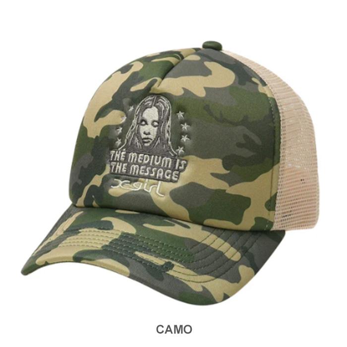 X-girl（エックスガール） STAR AND FACE TRUCKER CAP 105253051010