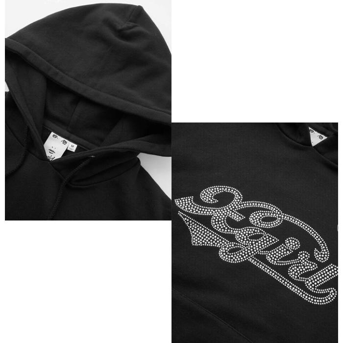 X-girl（エックスガール） RHINESTONE CURSIVE LOGO SWEAT HOODIE
