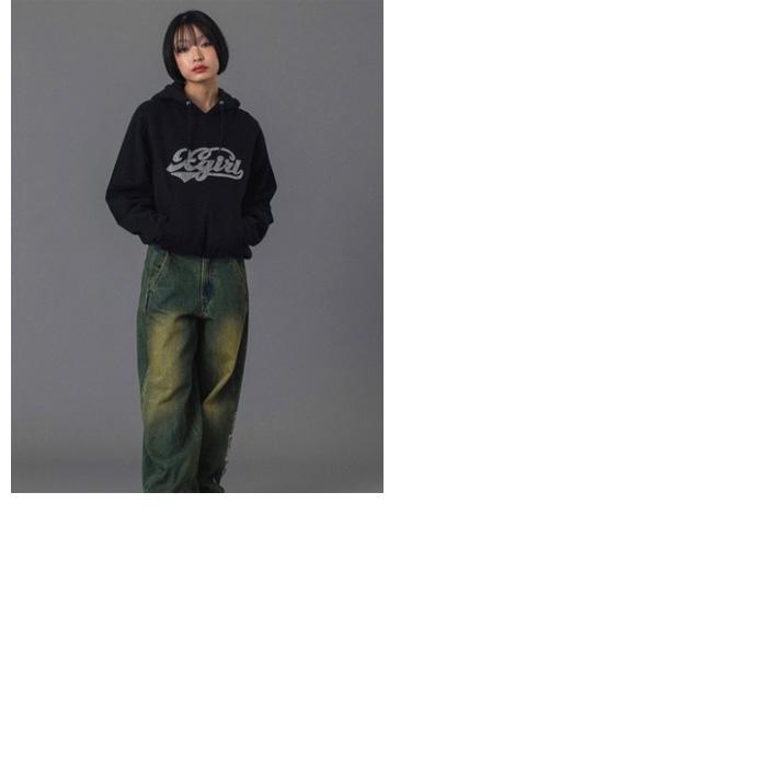 X-girl（エックスガール） RHINESTONE CURSIVE LOGO SWEAT HOODIE