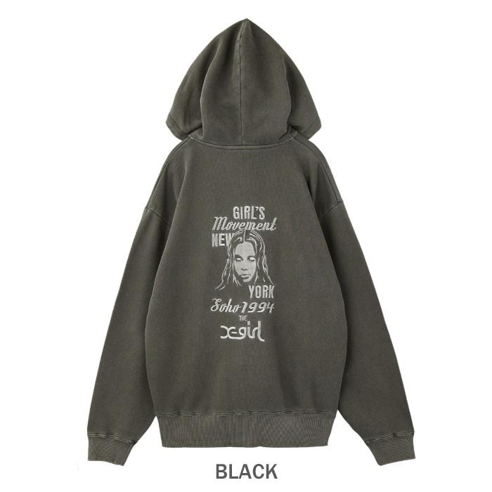 X-girl（エックスガール） MIX LOGO＆FACE FADED ZIP UP SWEAT HOODIE