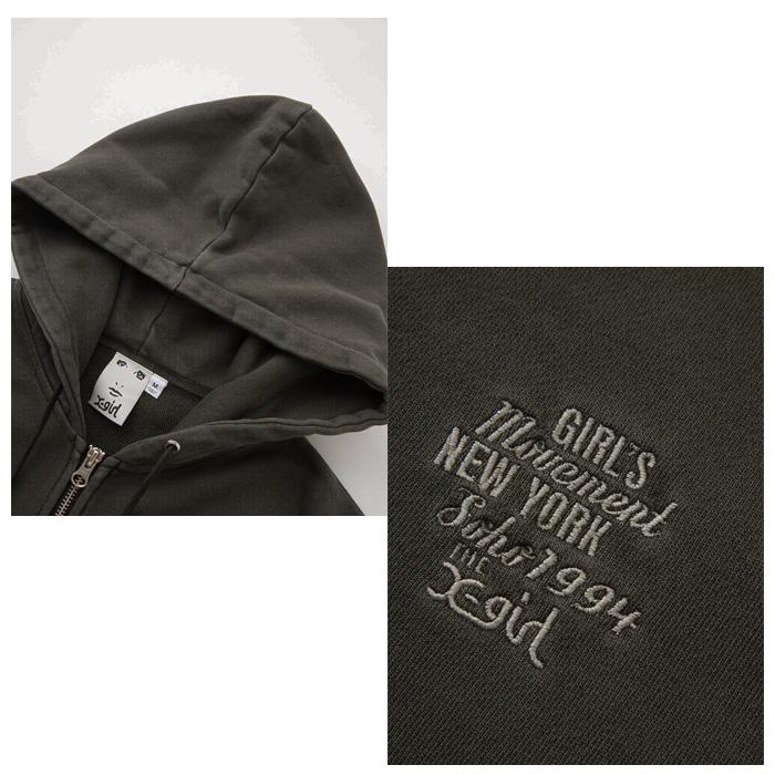 X-girl（エックスガール） MIX LOGO＆FACE FADED ZIP UP SWEAT HOODIE