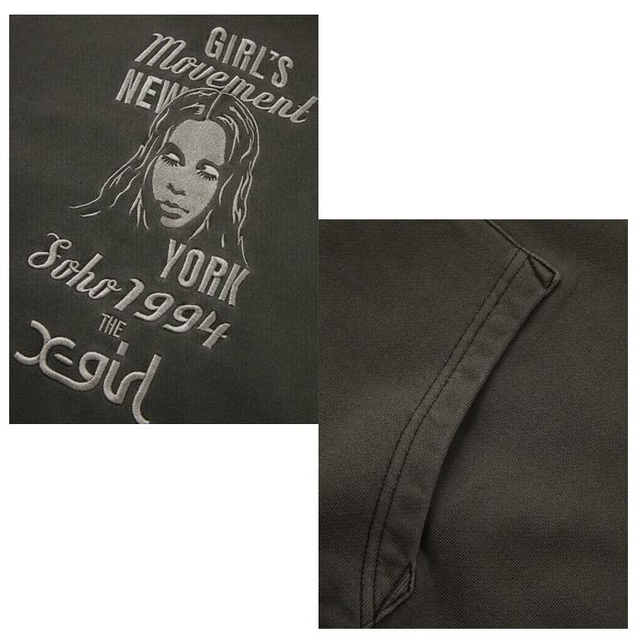 X-girl（エックスガール） MIX LOGO＆FACE FADED ZIP UP SWEAT HOODIE