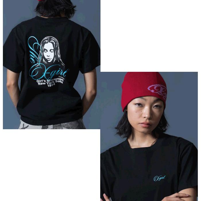 X-girl（エックスガール） X-girl CURSIVE SCRIPT LOGO AND FACE S/S