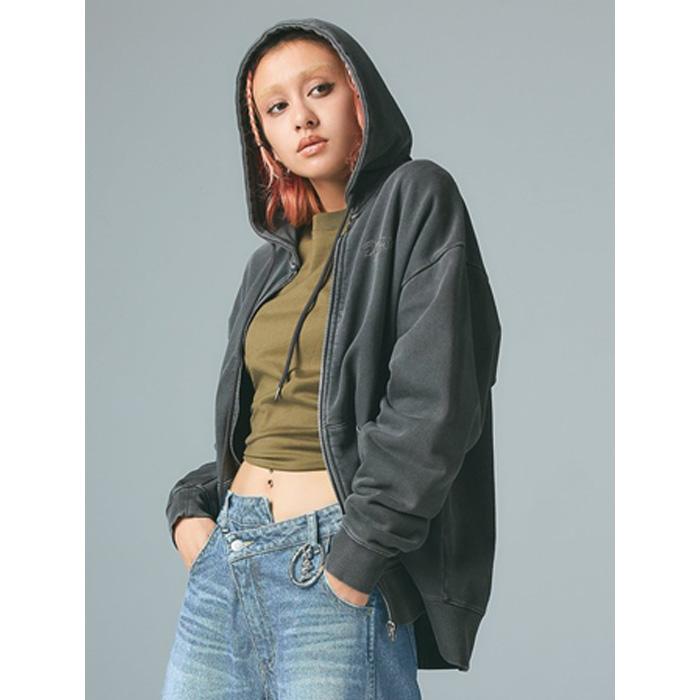 Xgirl ロゴパッチピグメントパーカー X-girl（エックスガール） X-girl LOGO PATCH PIGMENT DYED ZIP UP