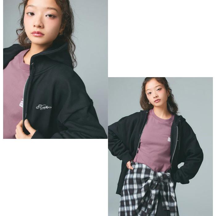 x-girl ロゴスウェット X-girl（エックスガール） RHINESTONE LOGO AND FACE ZIP UP SWEAT