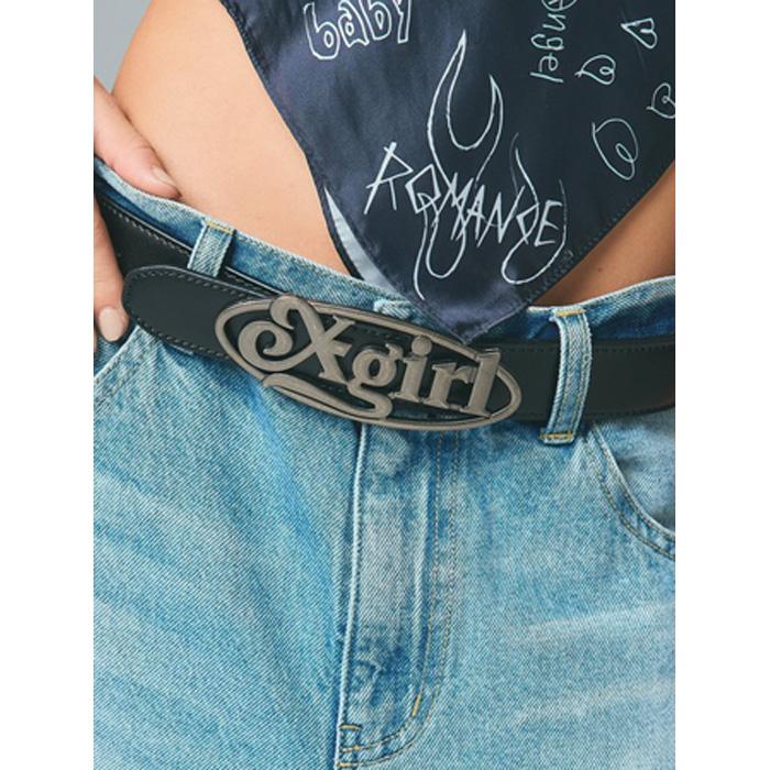 ベルト　女性　EUR95　皮帯　レザー　ＣＣロゴ X-girl（エックスガール） OVAL LOGO CLASP FAUX LEATHER BELT