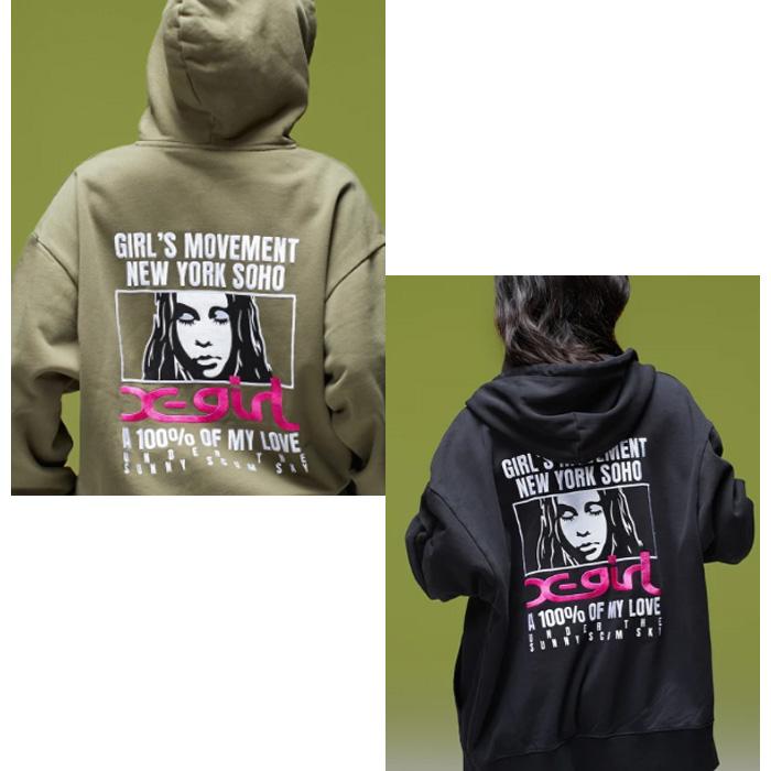 X-girl（エックスガール） X-girl FACE BOX AND MESSAGE ZIP UP SWEAT