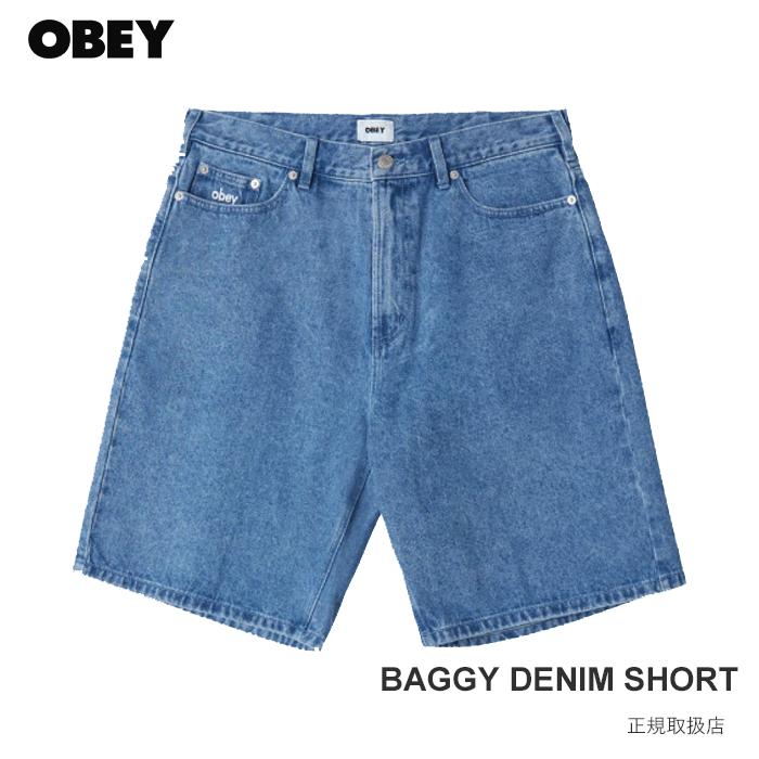 OBEY（オベイ） セール OBEY BIGWIG BAGGY DENIM SHORT - LIGHT INDIGO 