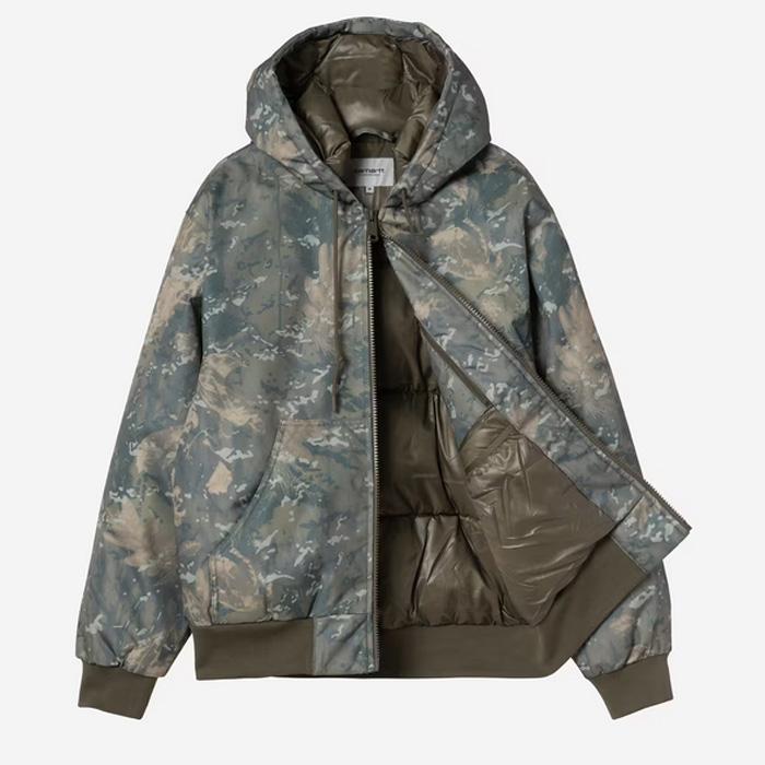 【最高カラー】カーハートWIP パッチロゴ付　特殊染め加工フードジャケット　L 最高カラー】カーハートWIP パッチロゴ付 特殊染め加工フード