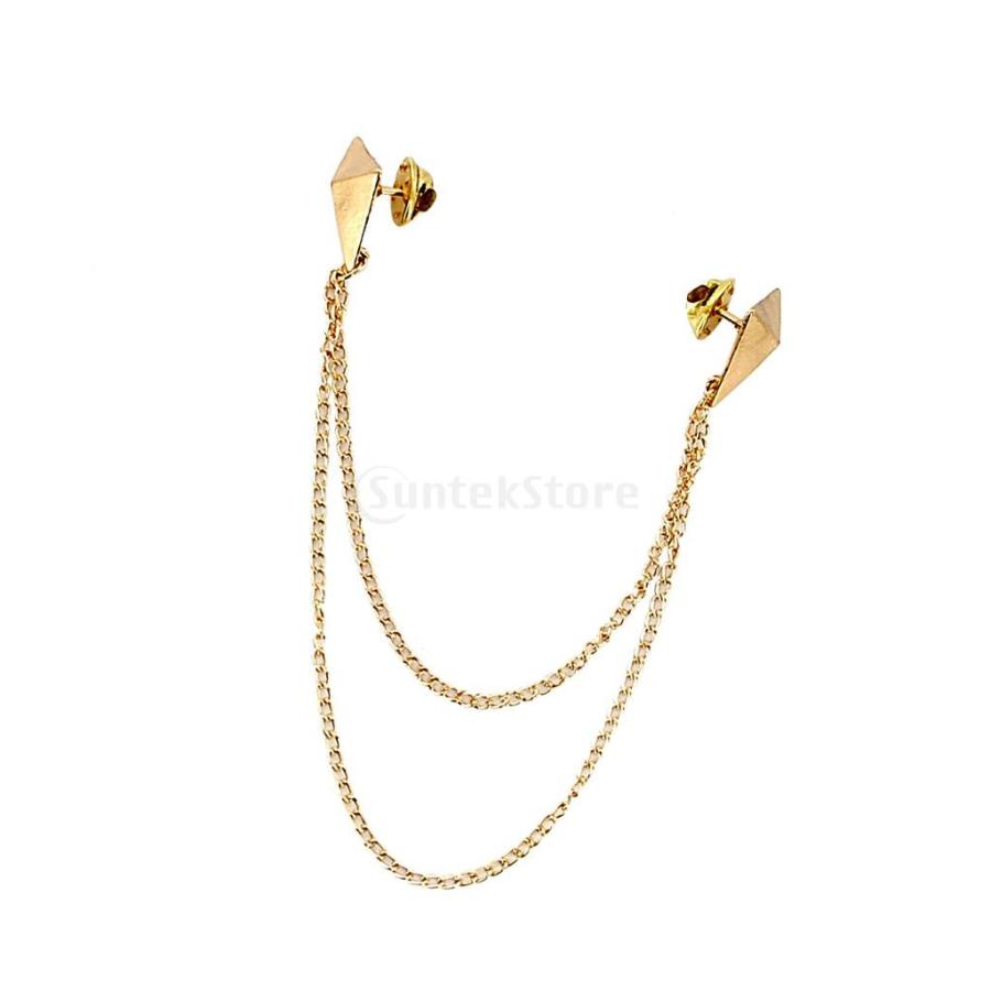 ノーブランド品 襟チェーンネックレス 襟クリップ ゴールド : STK 
