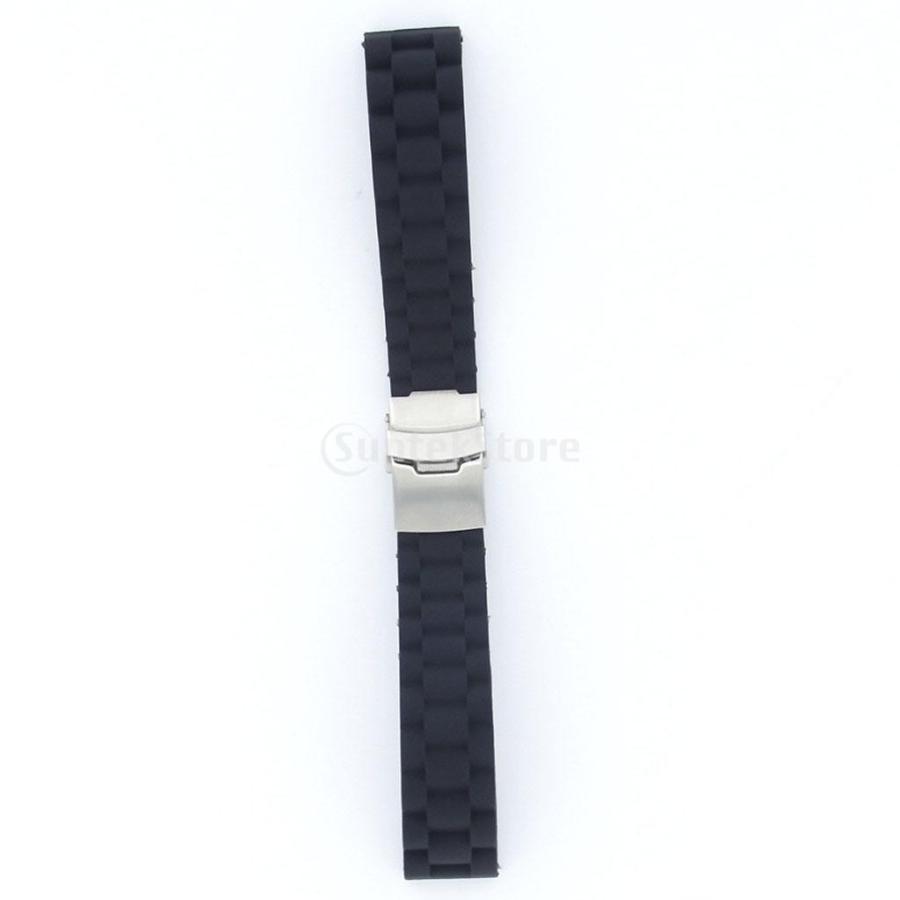 時計バンド 交換ベルト  シリコン  腕時計ストラップ 防水 22mm  ブラック｜stk-shop｜02