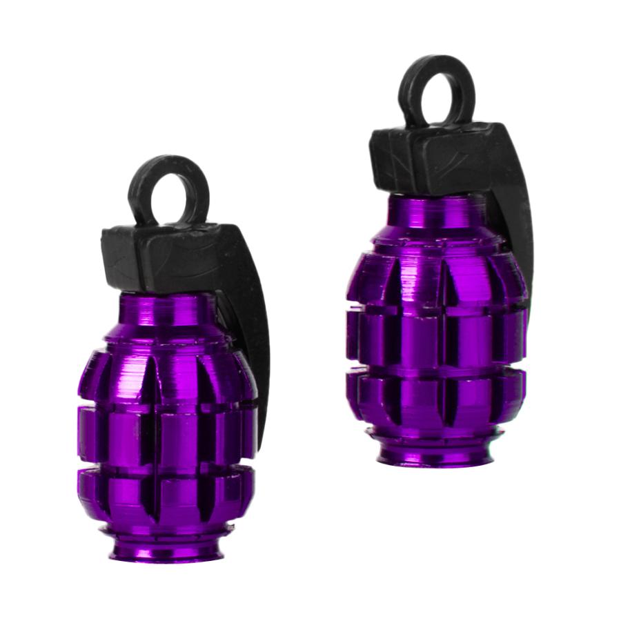 Stkショップノーブランド品 タイヤバルブキャップ エアバルブキャップ 手榴弾形 2個 パープル 売れ筋がひ贈り物