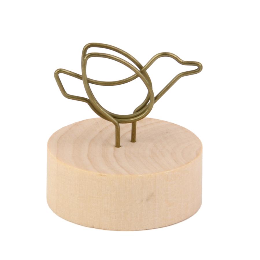 お気にいる ノーブランド品 木 金属製 卓上 メモクリップ フォトクリップ 小鳥型 アンティークブラス