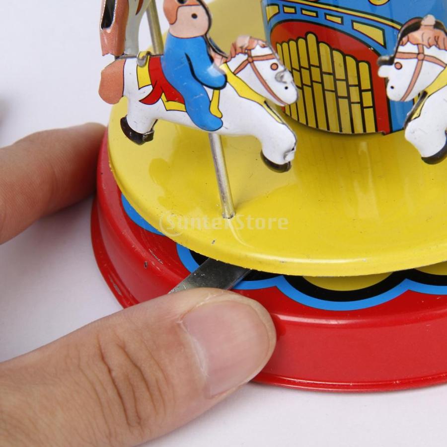 ノーブランド品ゼンマイ 仕掛け ブリキ 玩具 メリーゴーランド ティン