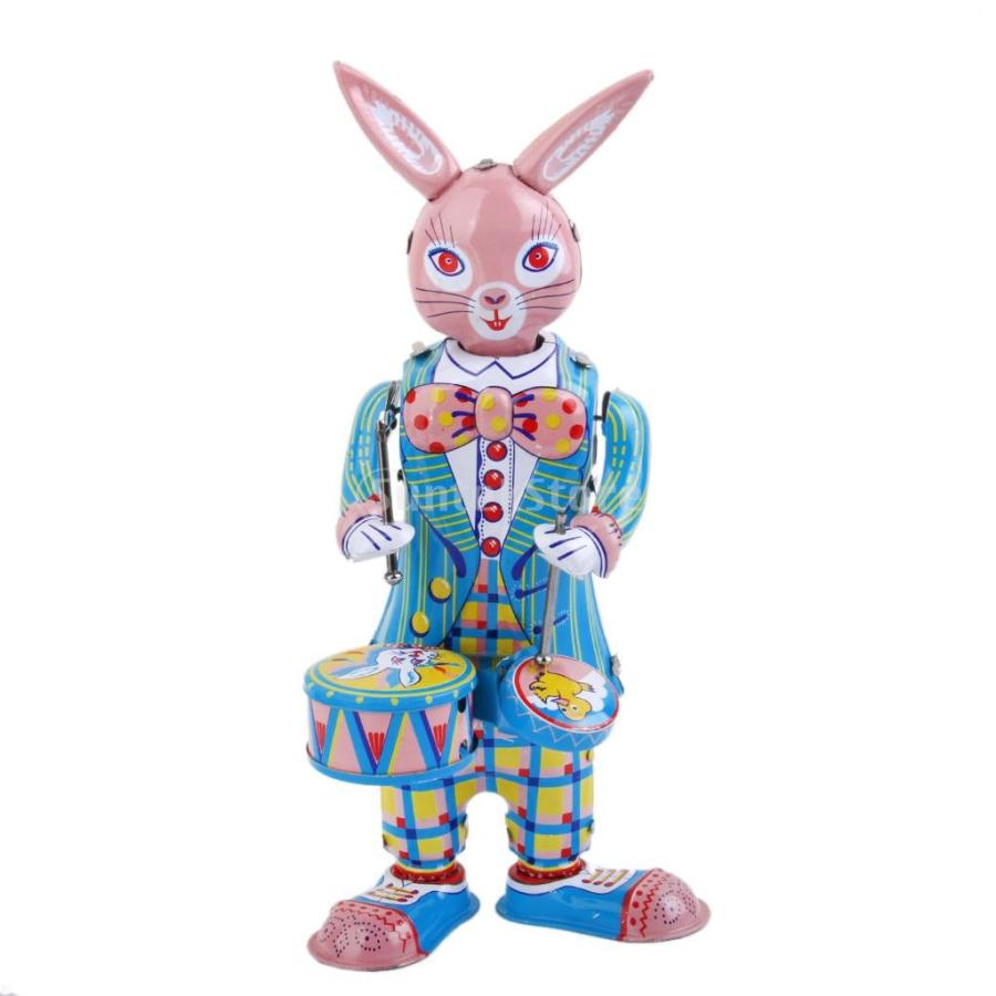 ノーブランド品 クラシック レトロ おもちゃ 玩具 コレクション 飾り 装飾 機械式 贈り物 おもちゃ ねじまき式 ぜんまい仕掛け ウサギのドラマー｜stk-shop