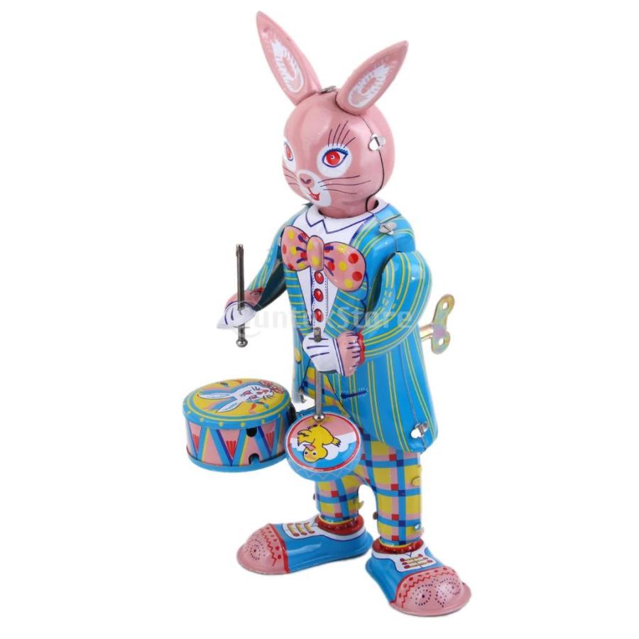 ノーブランド品 クラシック レトロ おもちゃ 玩具 コレクション 飾り 装飾 機械式 贈り物 おもちゃ ねじまき式 ぜんまい仕掛け ウサギのドラマー｜stk-shop｜04