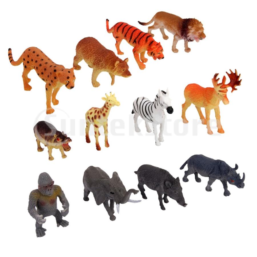 12プラスチックジャングル動物園フィギュア野生動物子供クリスマスのおもちゃパーティーストッキング Stkショップ 通販 Yahoo ショッピング