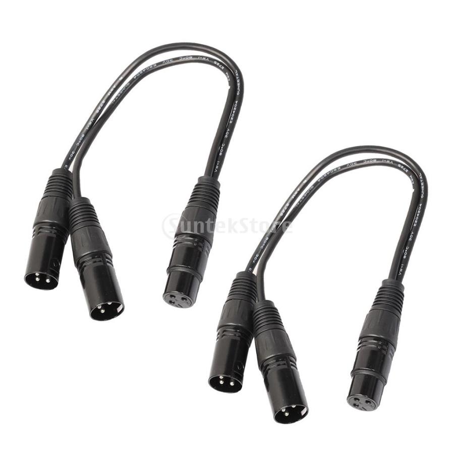 XLR コネクター マイクケーブル 3ピン デュアルオス-メス プラグ Y