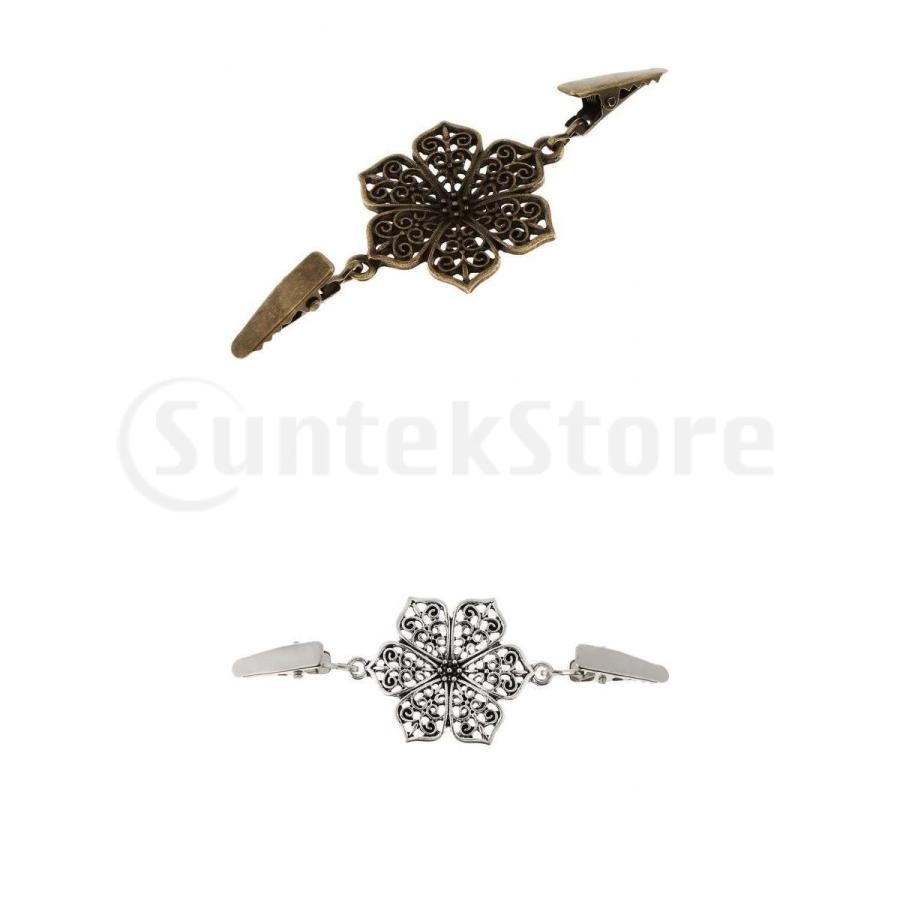 75 Off 2ピースフラワーカーディガンクリップショール肩をすくめるセーターブラウス襟クラスプブローチ レディースアクセサリー