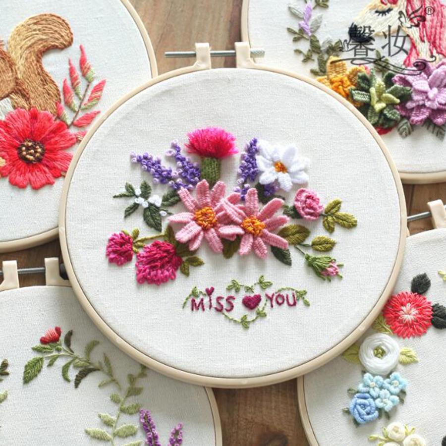 パンチニードル 刺繍スターターキット 花柄 DIYクラフト 初心者