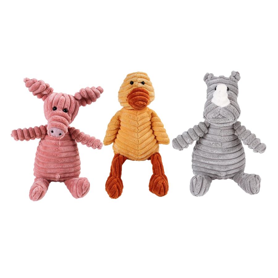 動物の形のコーデュロイペットのおもちゃ犬の子犬咀嚼噛むおもちゃ3パック いつでも送料無料
