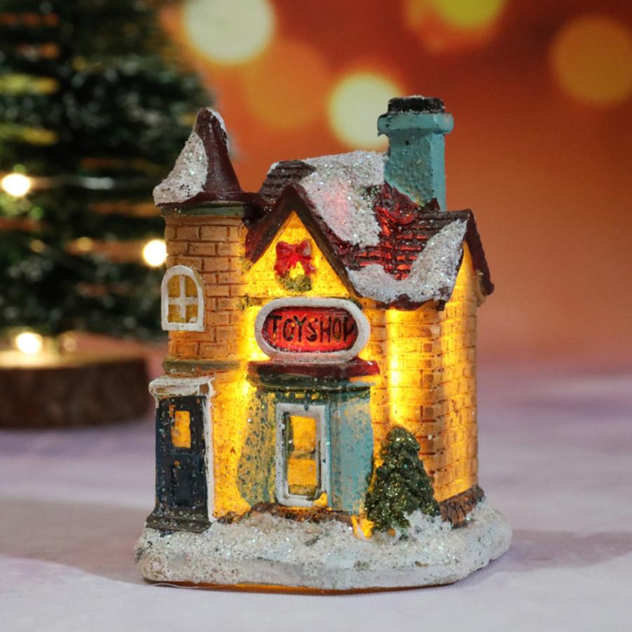 6個のLEDクリスマスハウスミニチュアライトアップチャーチ