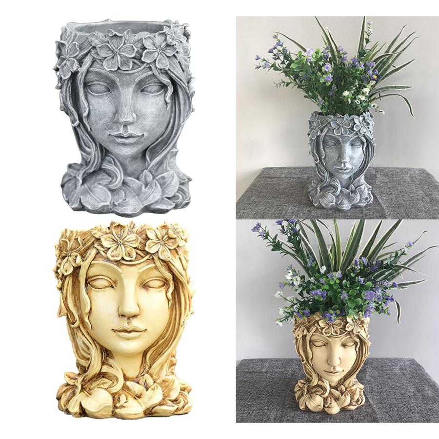 2pcs顔の彫刻多肉植物サボテンヘッド植木鉢植物ポットコンテナ Stkショップ 通販 Yahoo ショッピング