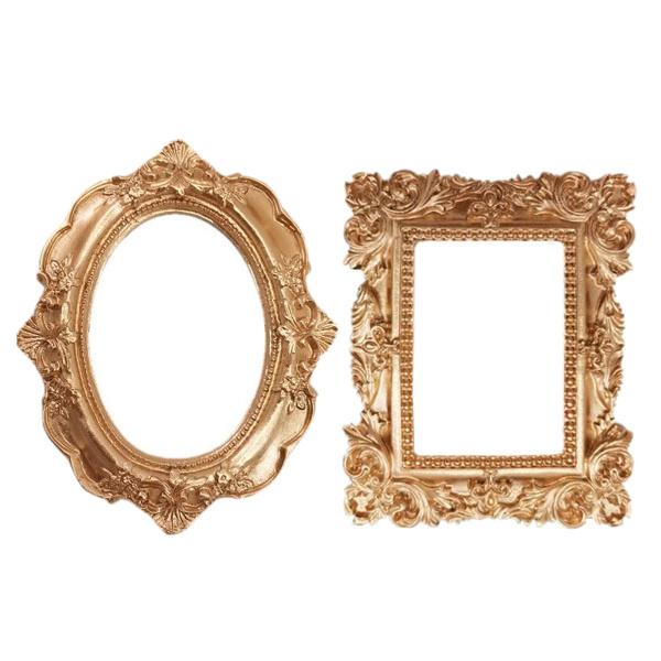 ヴィンテージフォトフレーム刻まれたレース樹脂ミニ額縁写真小道具楕円