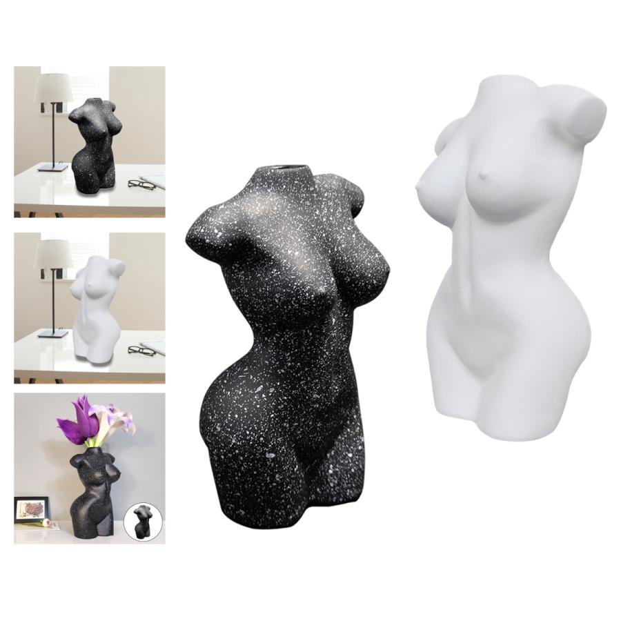 女性の置物 樹脂女性の体の花瓶アート植物ポット女性の彫像飾りの装飾 : STK