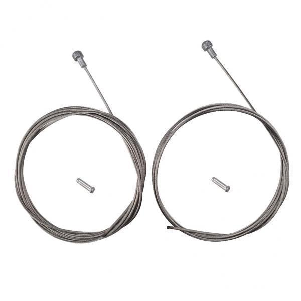 2xプレミアムロードバイクブレーキケーブルコーティングされたインナーワイヤーコア、エンドキャップシルバー 19554657STKショップ