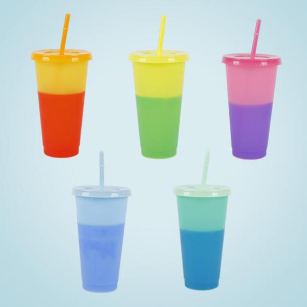 2x5個の色が変わるカッププラスチック製の冷たい飲み物のタンブラー 